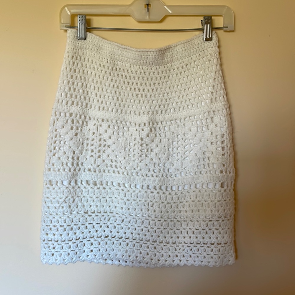 Cream embroidered mini skirt from urban outfitters size m
